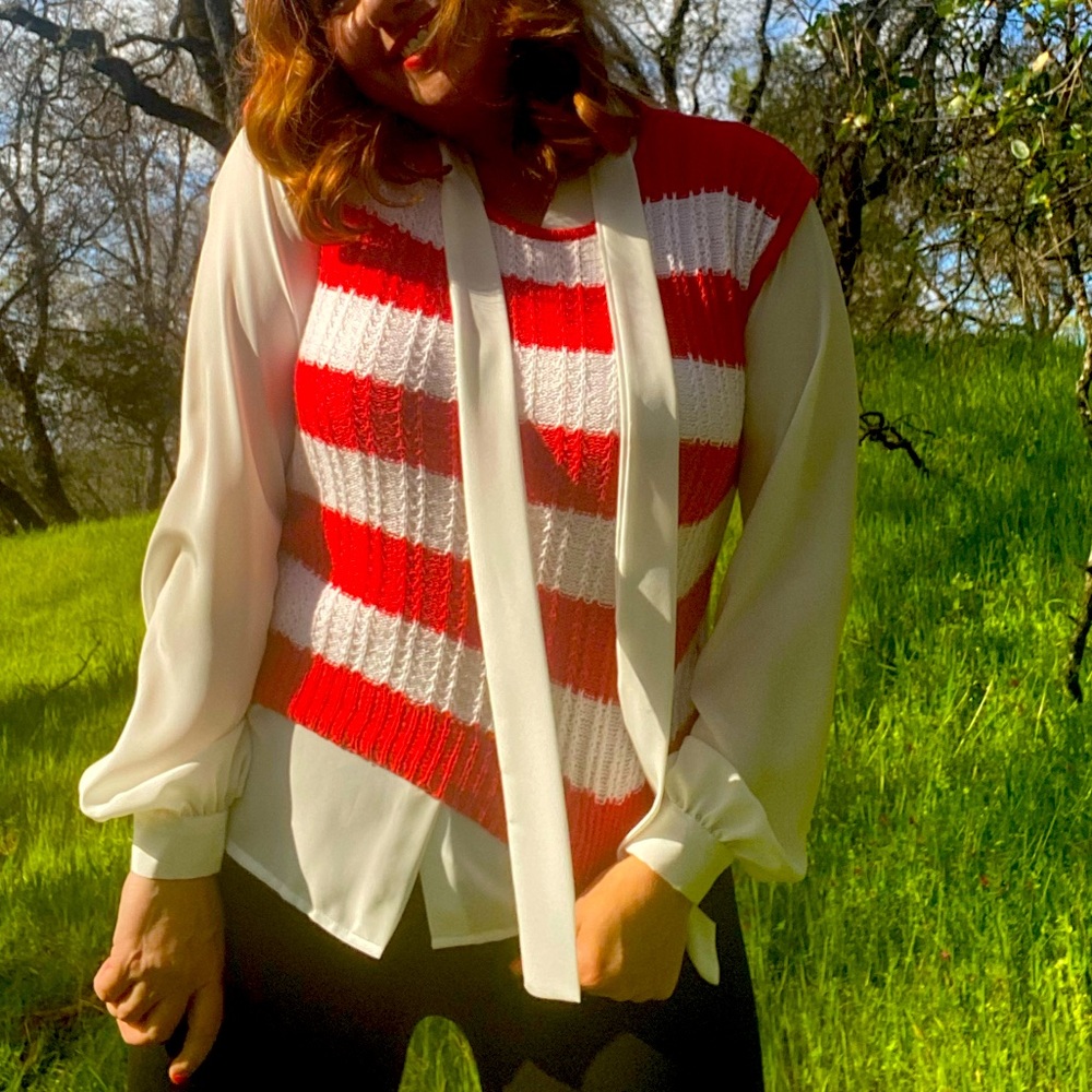 Vintage | Red & White Stripe Sweater Vest